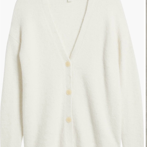 Alpaca blend Caslon Cream Button-Up Cardigan Sweater - Picture 5 of 6